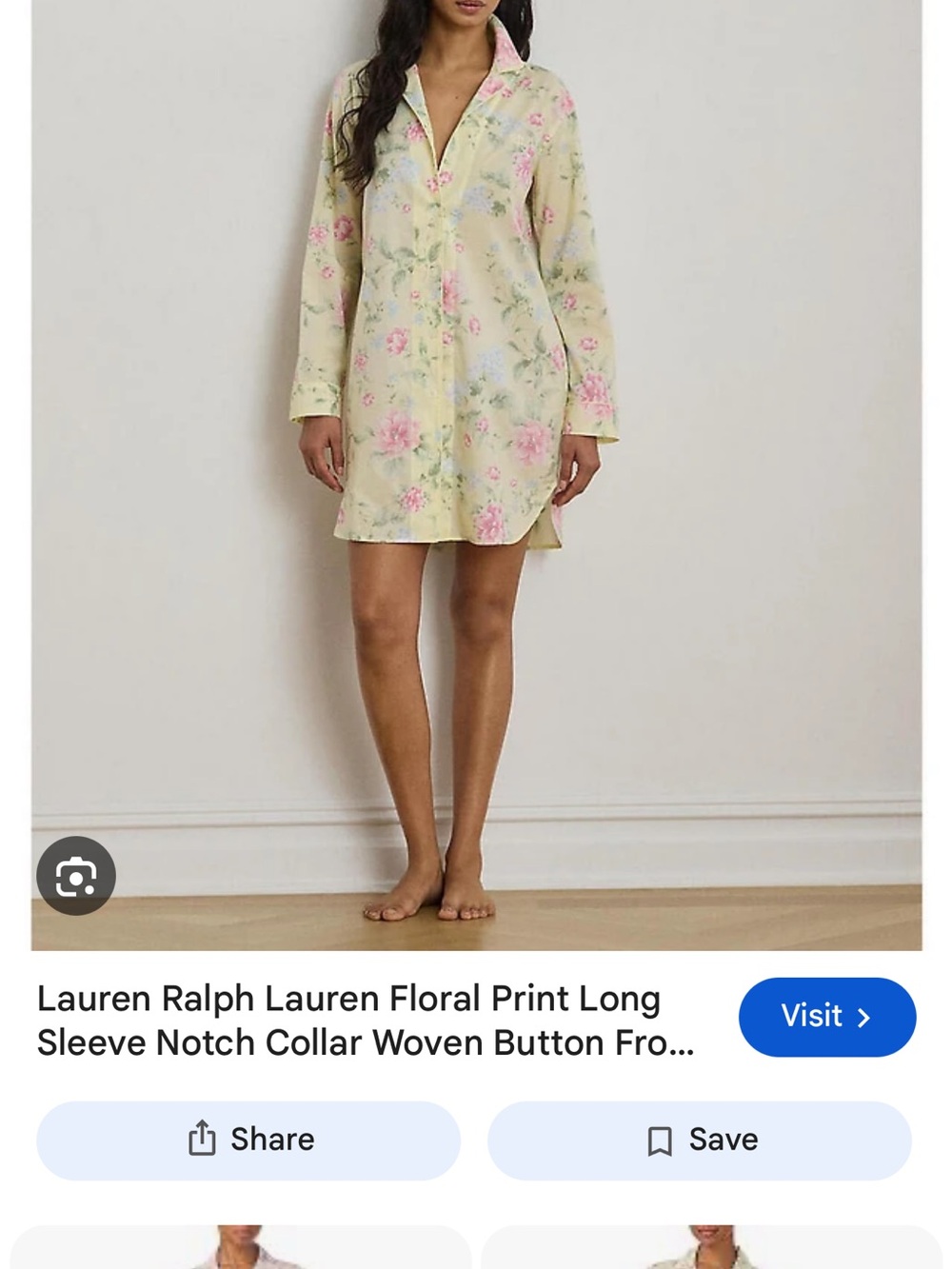 Brand new Lauren Ralph Lauren Cream Floral Nightshirt with Pink Rose Print